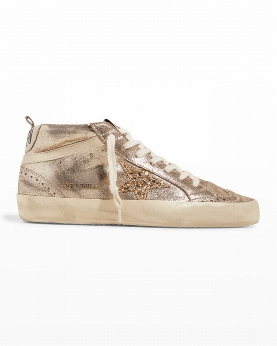 Mid Star Metallic Wing-tip Sneakers In Taupe