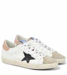 Superstar Leather Sneakers In White/taupe/black/dove Grey