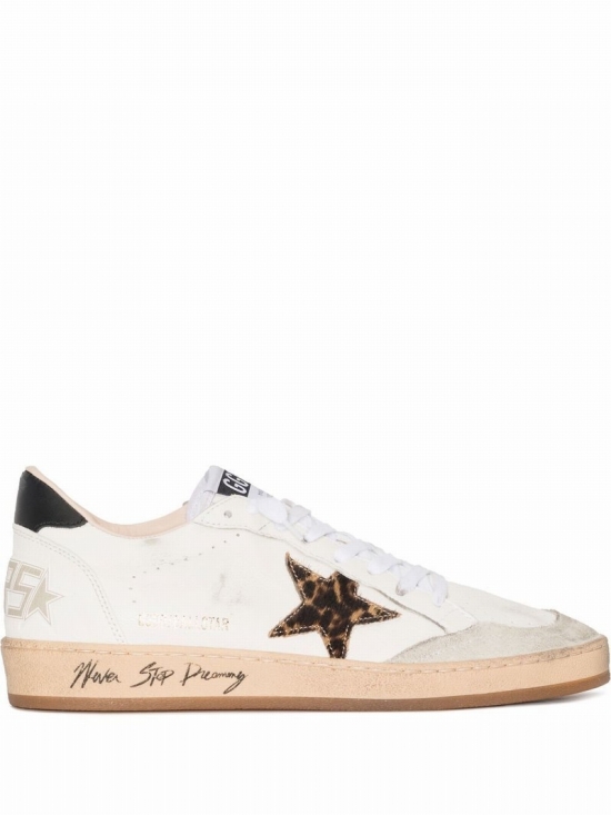 Star-patch Lace-up Sneakers In White