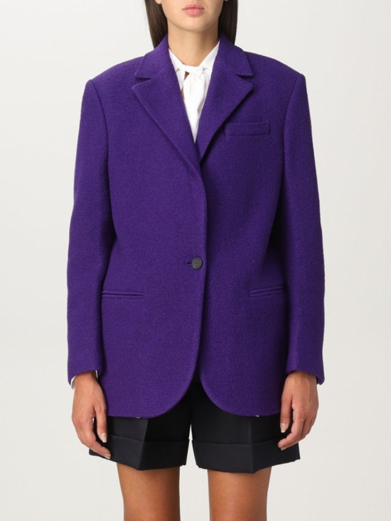 Notched-lapels Single-breasted Blazer In Purple