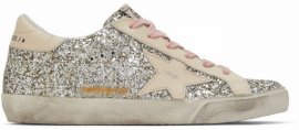 Ssense Exclusive Silver Glitter Super-star Classic Sneakers In Platinum Glitter