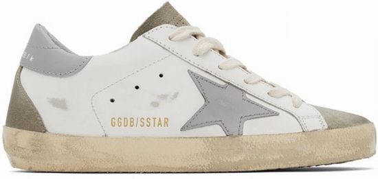 White & Gray Super-star Classic Low-top Sneakers In 11179 White/taupe/gr