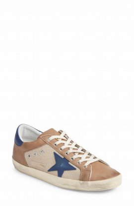 Super-star Mixed Media Sneaker In Milk/ Taupe/ Dark Blue