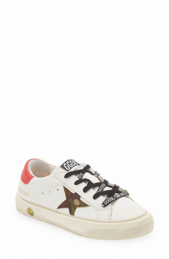 Kids' May Camo Ripstop Low Top Sneaker In White/ Green Camouflage/ Red