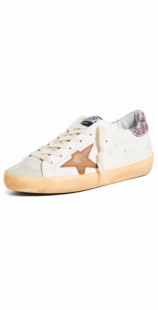 Super-star Leather Upper Vintage Leather In White/cuoio/wine