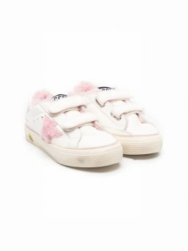 Kids' Shearling Star-patch Sneakers In White