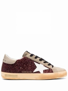 Super-star Glitter Sneakers In Burgundy