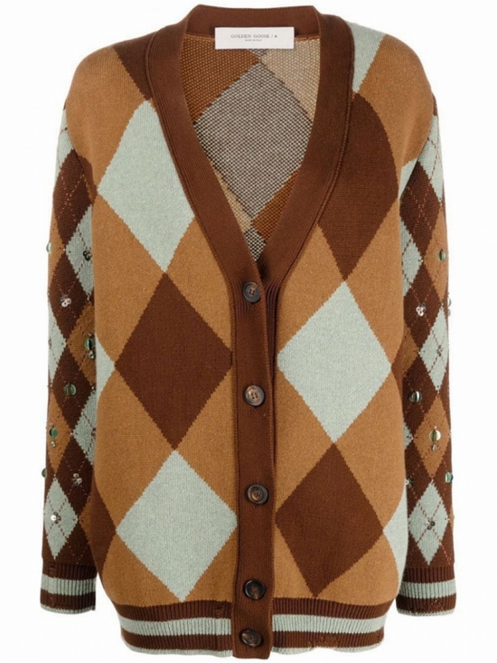 Multicolor Stretch Cotton Blend Oversize Cardigan Multicoloured Deluxe Brand Donna Xs In Brown