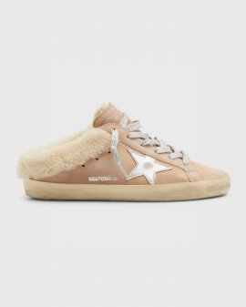 Superstar Sabot Suede Shearling Sneakers In Nougat