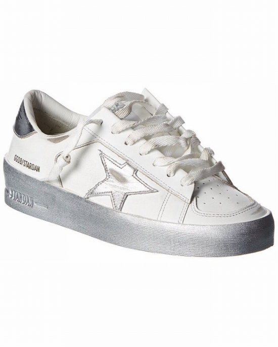 Stardan Leather Sneaker In White/silver