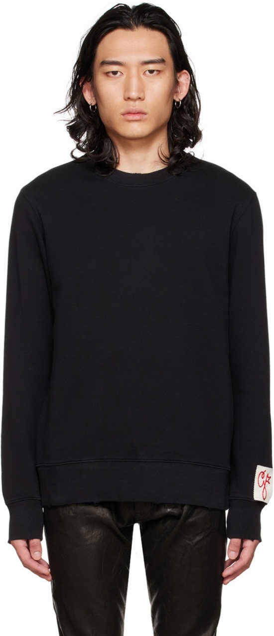 Mens Black Cotton Sweatshirt