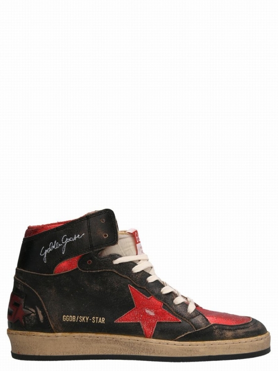 Men's Sky Star Sneakers Shiny /red Star In Black