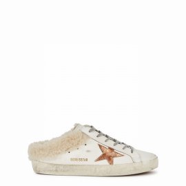 Superstar Distressed Leather Sneakers In White