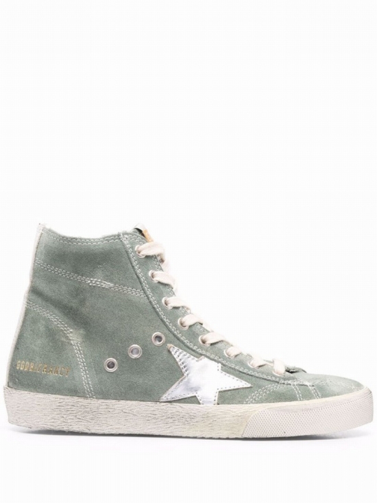 Women's Green Leather Hi Top Sneakers