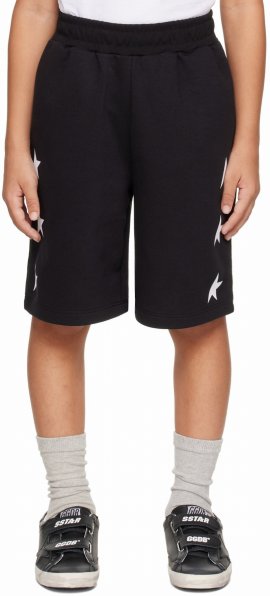 Kids Black Stars Lounge Shorts In 80203 Black/white