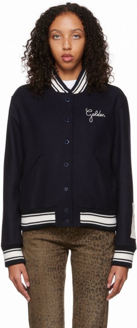 Embroidered-logo Baseball Jacket In Blue