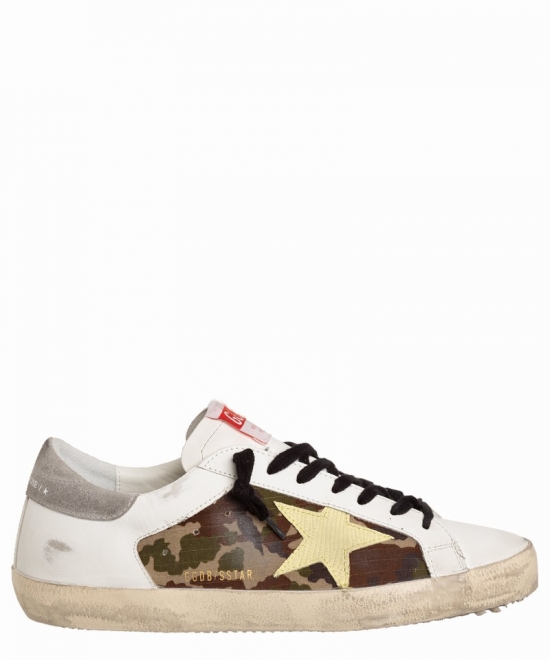 Superstar Leather Sneakers In Green Camuflage - White