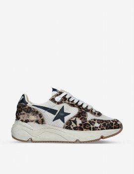 Running Sole 80302 Leopard-print Leather And Mesh Trainers In Dk.brn Com