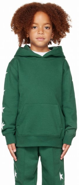 Kids Green Star Hoodie In 35825 Bright Green/