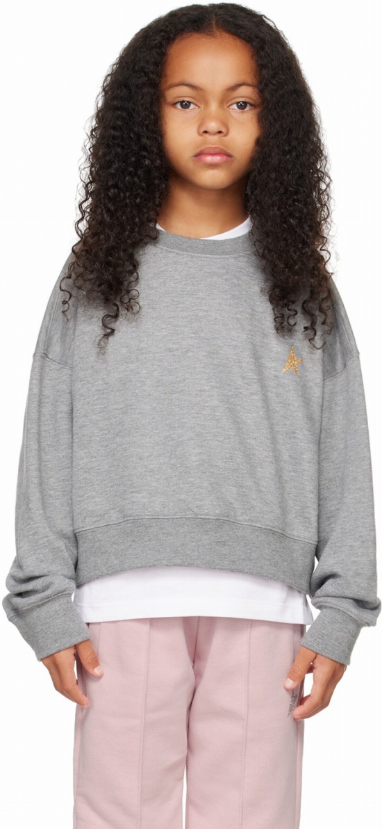 Kids Gray Star Sweatshirt In 60381 Grey Melange/g