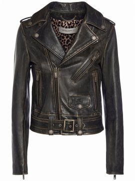 Golden Chiodo Bull Leather Jacket In Black