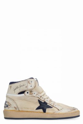 Women's Sky Star Leather; Nylon High-top Sneakers In Beige