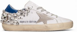 Crystal Embellished Superstar Sneakers In White