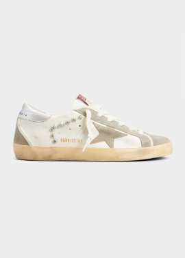 Superstar Mixed Leather Low-top Sneakers In Beigetaupesilver