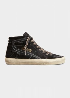 Slide Suede High-top Sneakers In Black