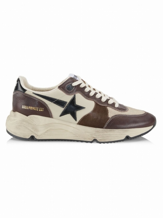 Men's Running Sole Low-top Sneakers In Brown