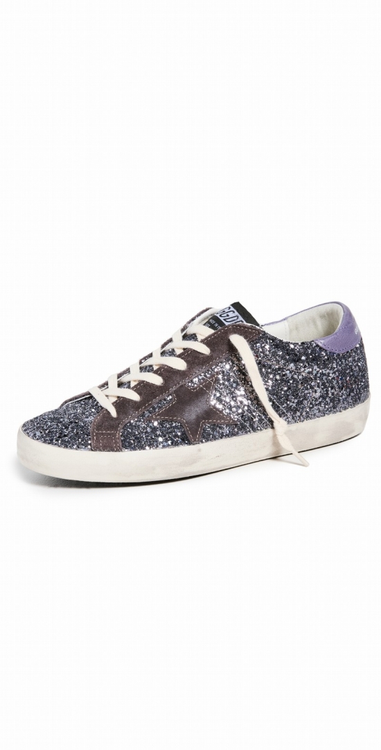 Super-star Glitter Sneakers In Silver