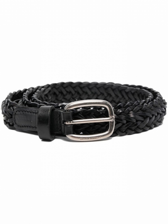 Houston Woven Calfskin Belt In Black