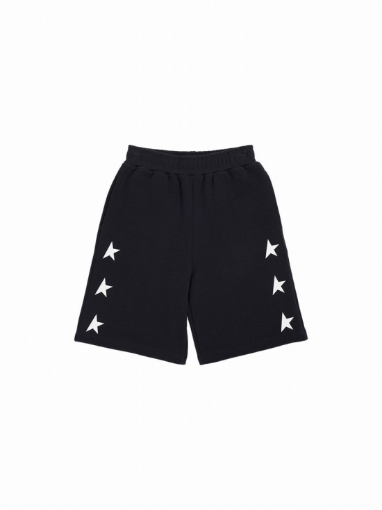 Kids' Stars Print Cotton Sweat Shorts In Navy