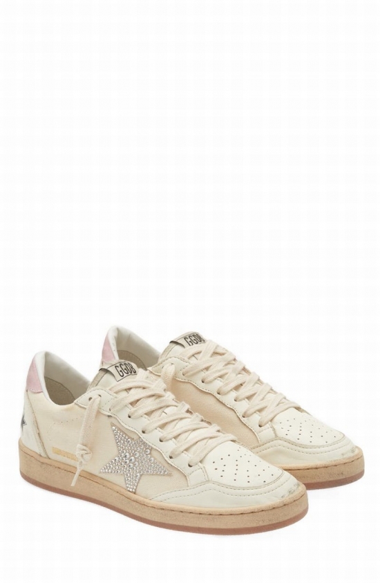 Ball Star Low Top Sneaker In Canvas/ Crystal/ Pink