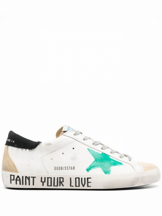 Super-star White/green Leather Sneakers