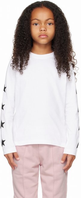 Kids White Stars Long Sleeve T-shirt In Optic White/black