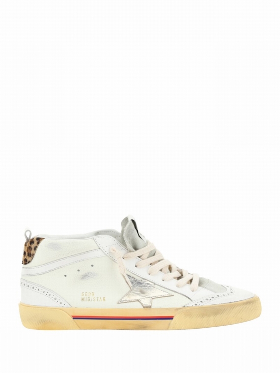 Mid Star Drummed Sneakers In Cream/ice/white/platinum/beige Brow