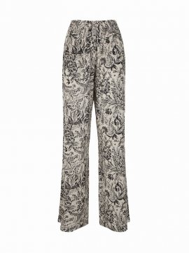 Journey Ws Jogging Pants Toile De Jouy Crepe Viscose In Bone White Black