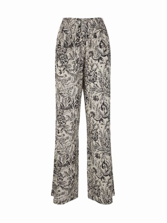 Journey Ws Jogging Pants Toile De Jouy Crepe Viscose In Bone White Black