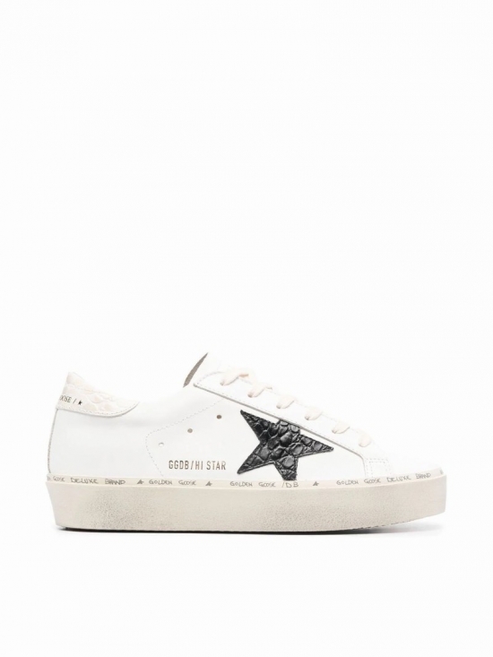 Hi Star Leather Upper Cocco Printed Leather Star And Heel In White Black Ivory