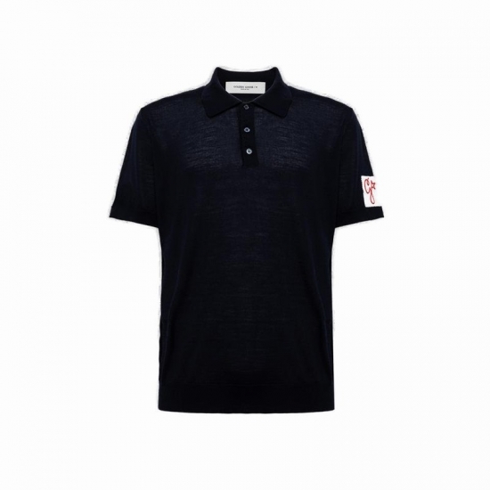 Deluxe Brand Logo Patch Polo Shirt In Navy