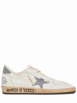 Ball Star Nappa Leather Sneakers In White,grey