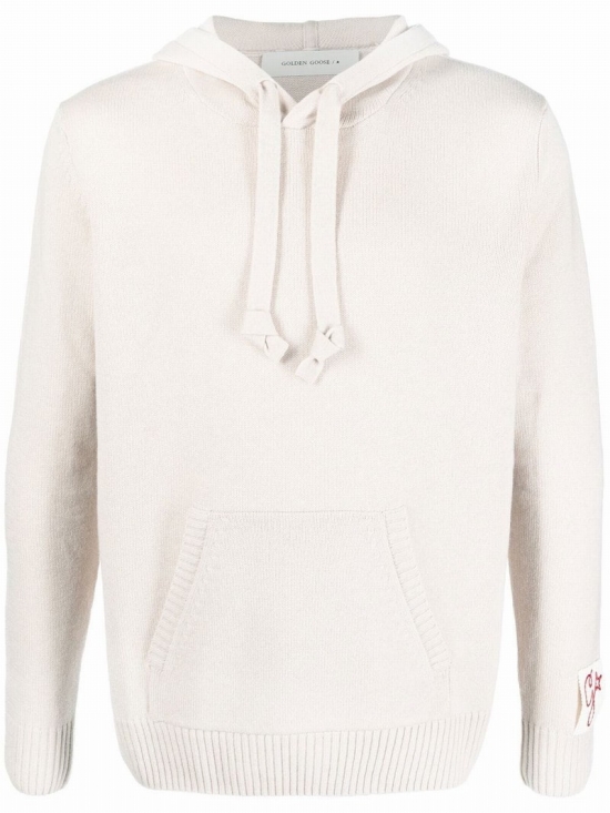 Logo-patch Knitted Hoodie In Neutrals