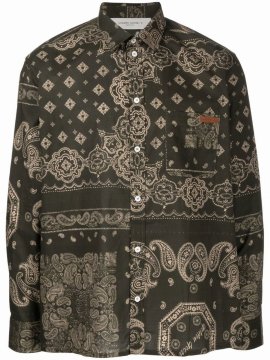 Bandana-print Long-sleeve Shirt In Gr??n