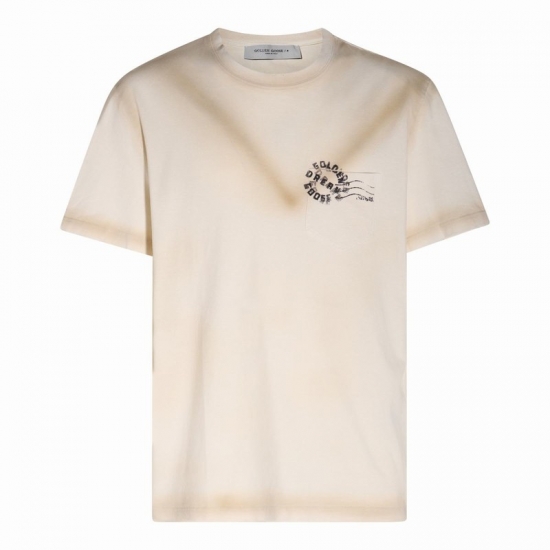 White Cotton T-shirt In Beige