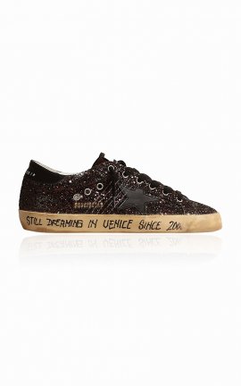 Women's Super-star Glittered Suede Sneakers In Black