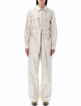Deluxe Brand Belted Jumpsuit In Off White