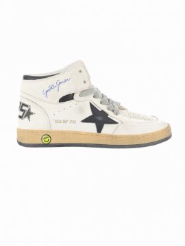 Kids' White Calf Leather Sneakers In Bianco+nero