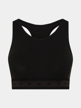 Black Polyamide Blend Sporty Bra