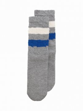 Socks High Rib/stripes/ripped In Melange Grey Surf The Web Papyrus
